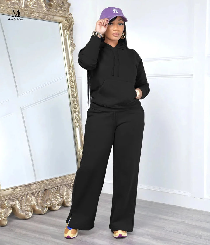 Autumn Winter Activewear Women's Fleece Tracksuit with Hoodies and Sweatpants - 2 Piece Set