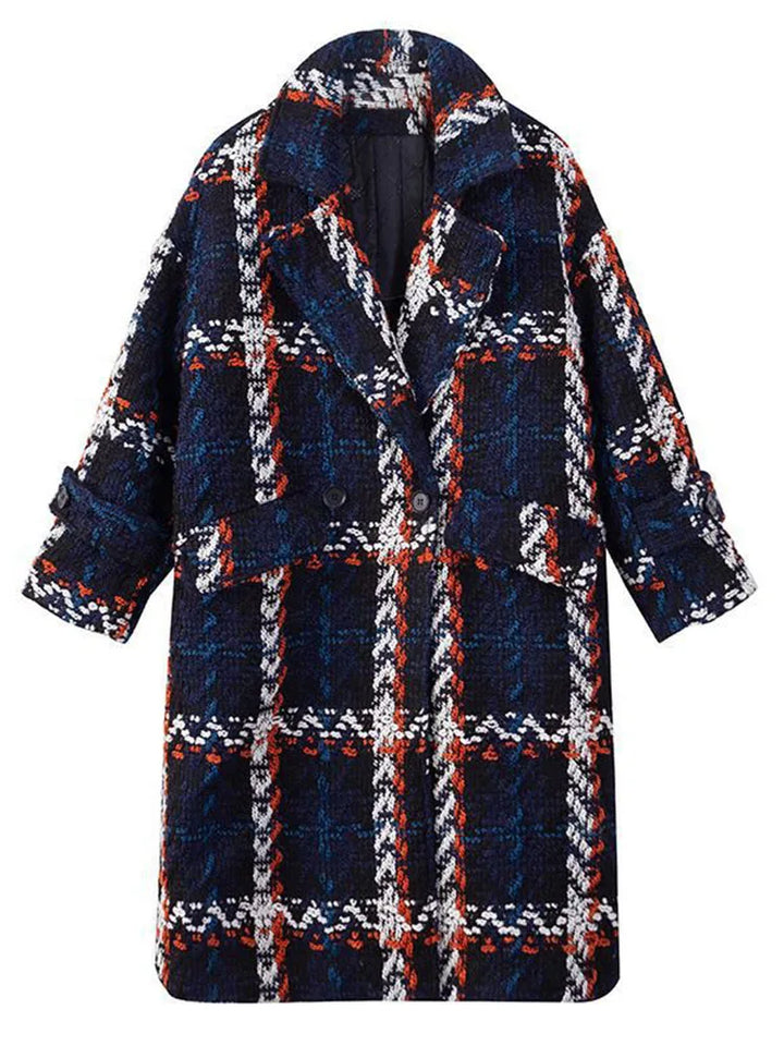 LANMREM Vintage Plaid Woolen Coat - Double Breasted, Fall/Winter 2023, Plus Size - 2AA2007
