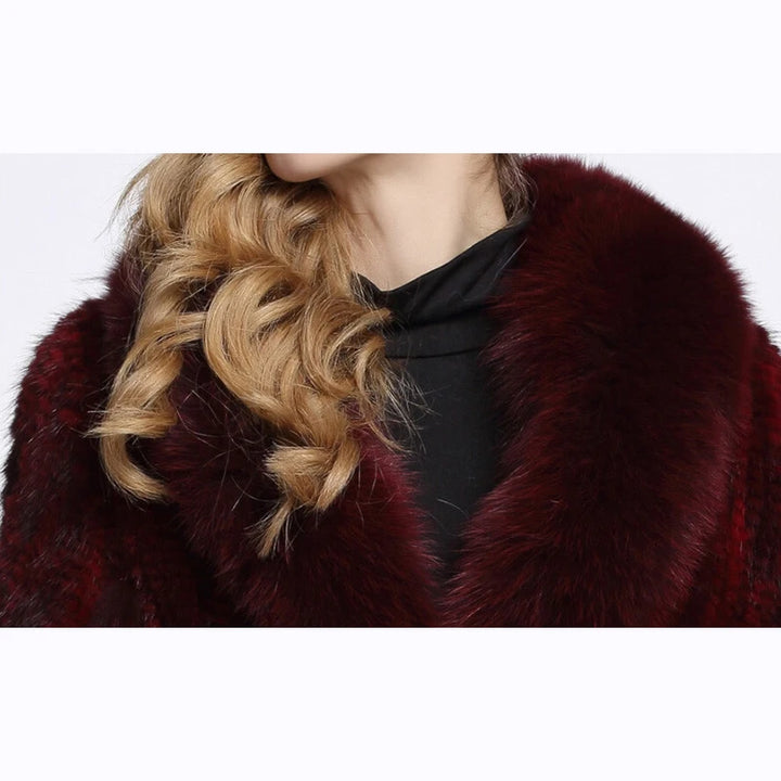 Women's Winter Mink Fur Shawl with Fox Fur Collar