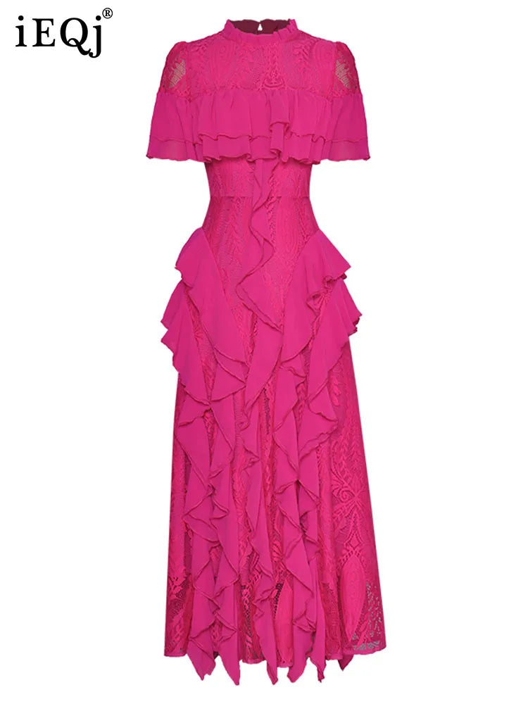 Stylish Hollow Out Ruffled Maxi Dress for Women - 2023 Summer Collection