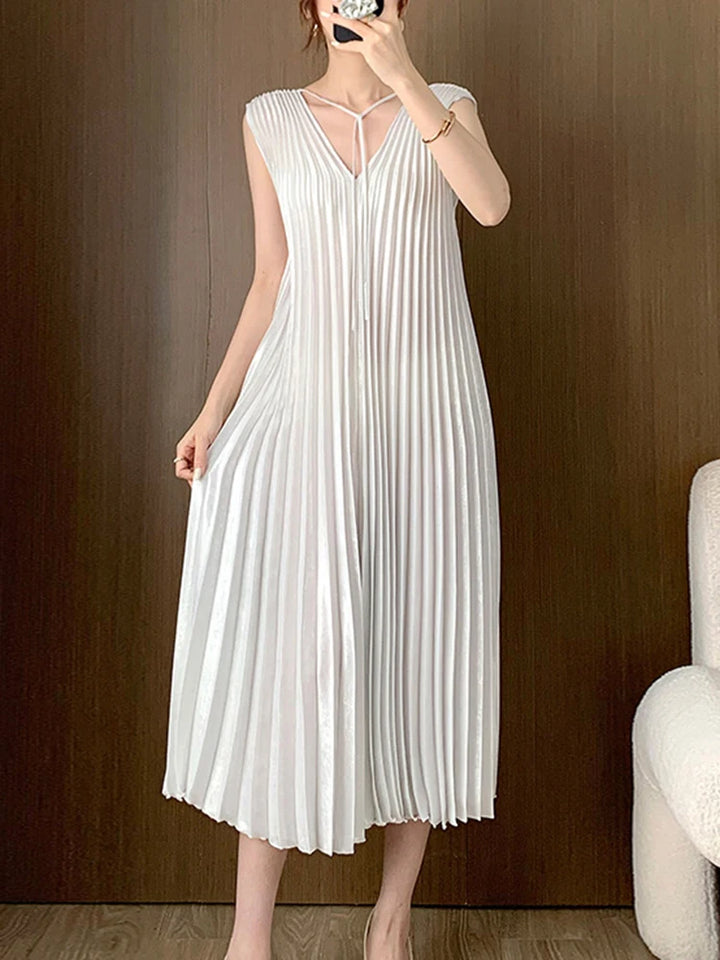 Stunning GVUW Fashion Dress - V Neck, Solid Color, Loose Fit