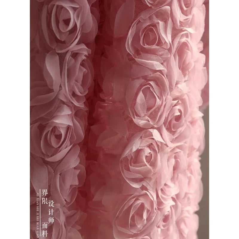 Rose Mesh Fabric Dress Material