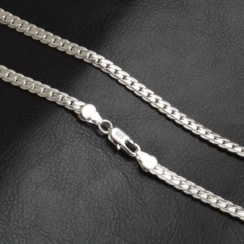 Stylish 925 Silver Chain Necklace for Weddings and Gifts - 6mm, 8/18/20/22/24 Inch, Unisex