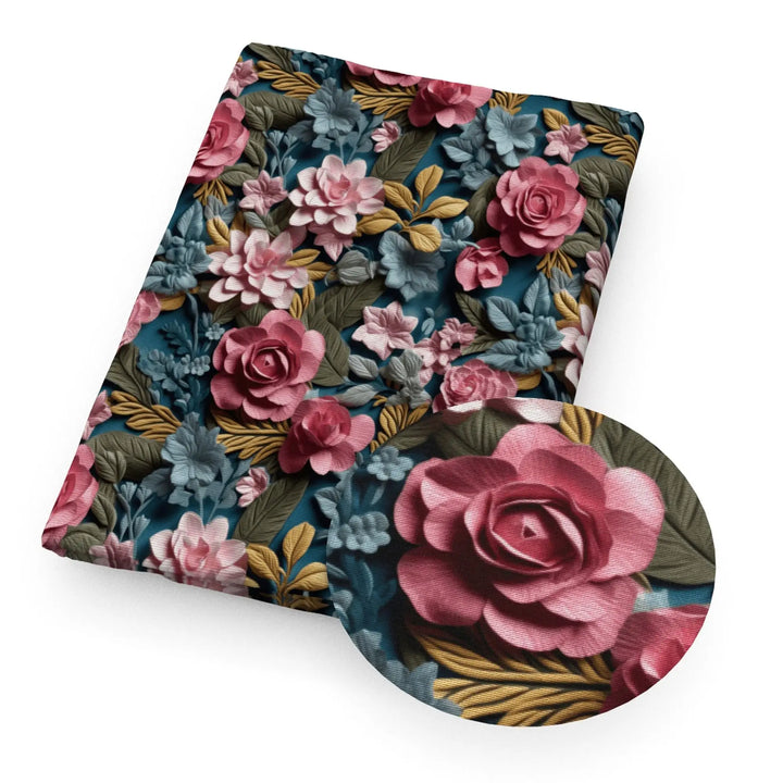 Polyester Cotton Fabric - 3D Floral Series