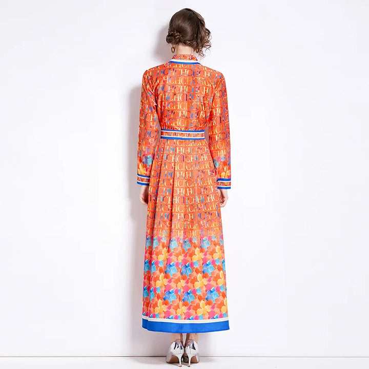 2024 Retro Print Silk Dress - Spring Fashion for Women