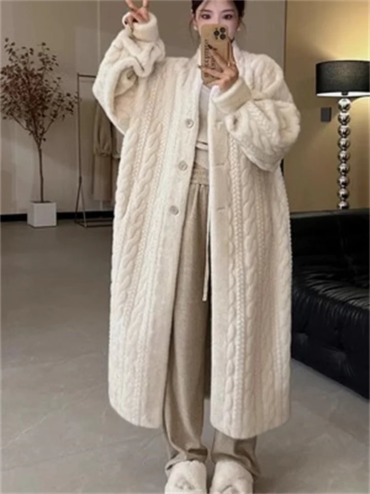 Thickened Faux Fur Coat Female Winter 2023 New Mink Fur Add Fur One Single-breasted Long-Sleeved Warm Mink Coats Woman