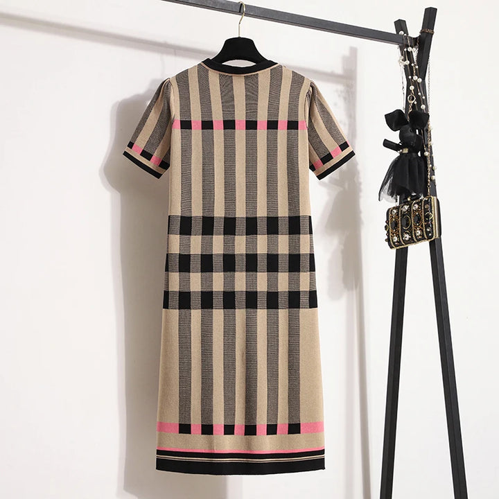 Chic Striped Sweater Dress for Women | Spring/Summer | Short Sleeve | Vintage Style