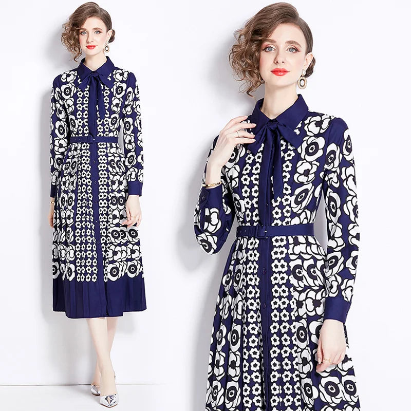 Vintage Floral Print Maxi Dress - Elegant A-line for Women's Party & Vacation