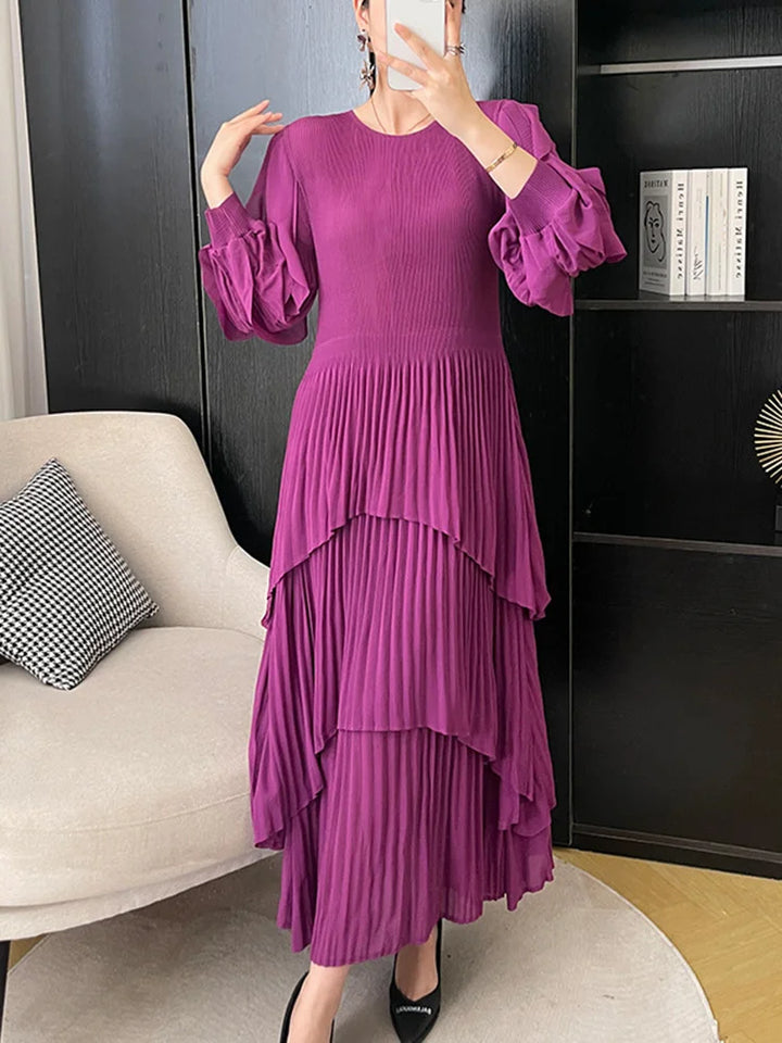 Stylish Layered Pleated Dress for Women - 2024 Spring Collection