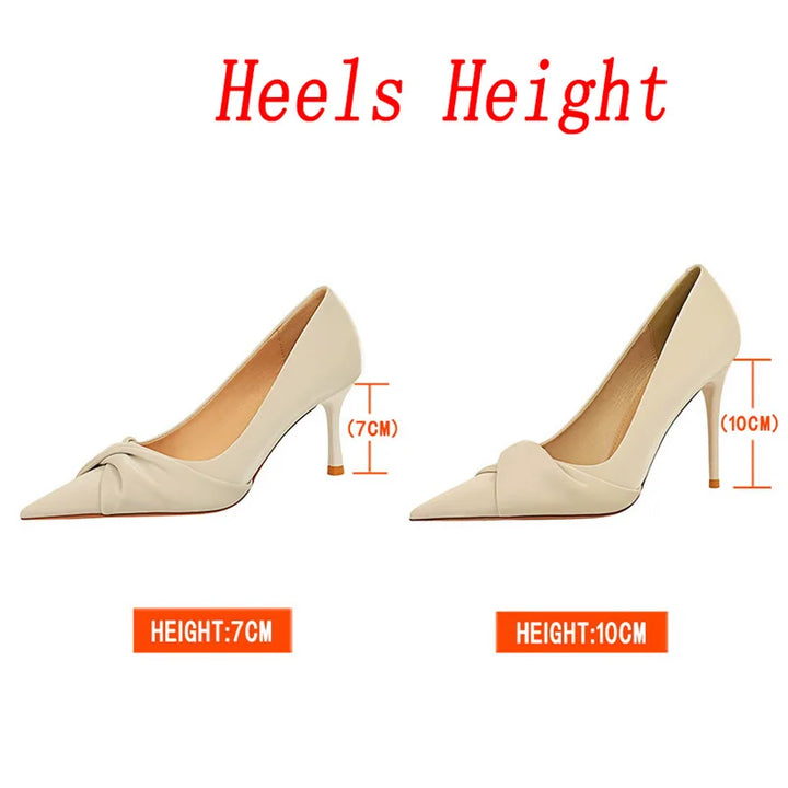 Stylish High Heel Pumps for Women - 7cm/10cm Stiletto, Green/Beige, Wedding/Party Shoes