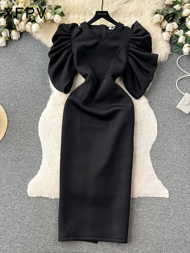 XFPV Women Vintage High Waist A-line Dress