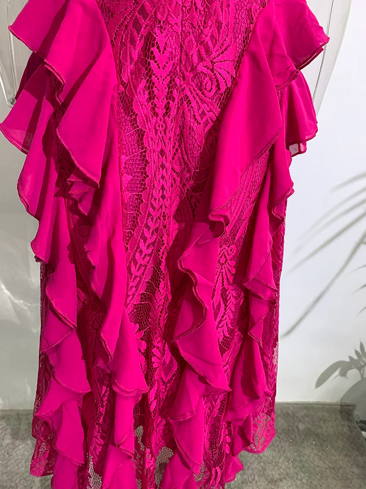 Stylish Hollow Out Ruffled Maxi Dress for Women - 2023 Summer Collection