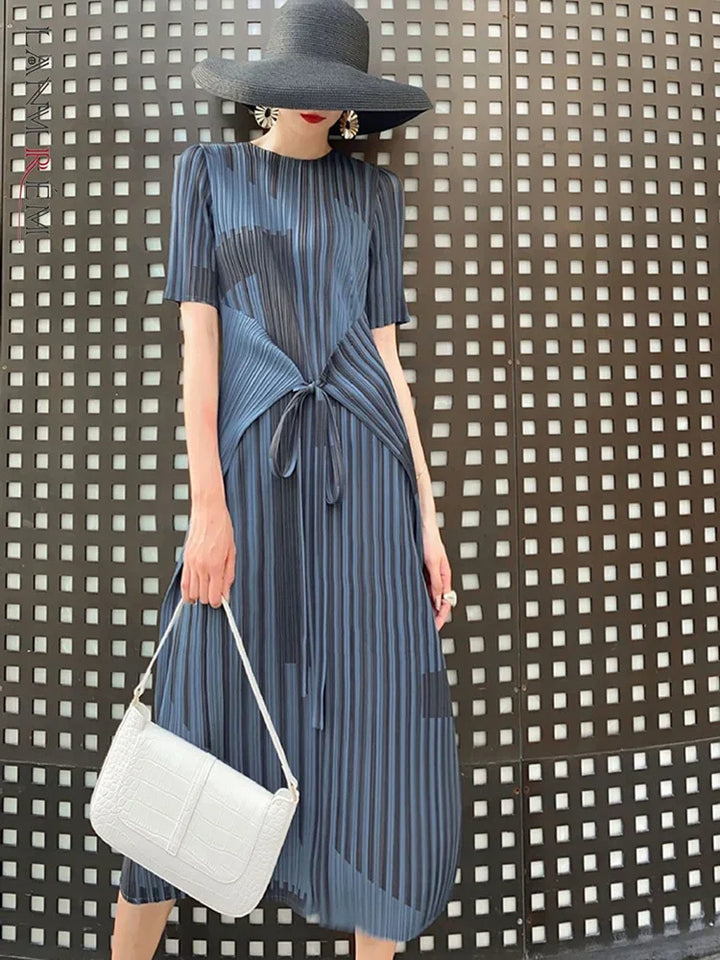 Elegant Striped Bandage Dress | ALSEY Miyake 2024 Summer Collection