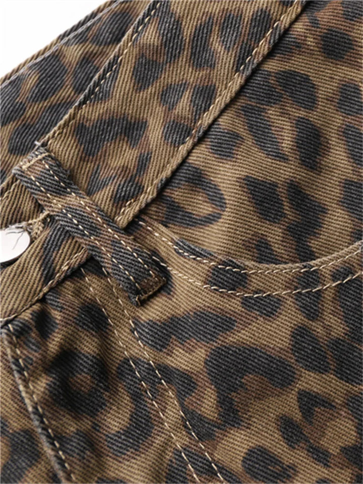 Get the Perfect Fit with Our Y2K Leopard Print Jeans - High Waisted, Wide Leg, and Streetwear Ready!