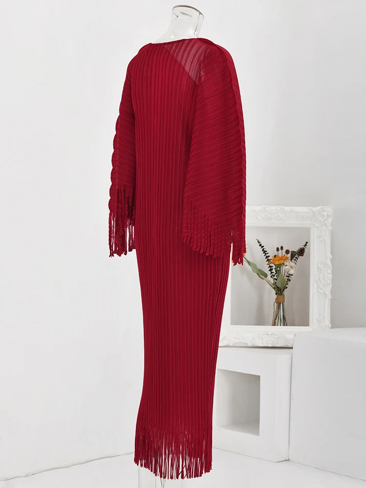 Stylish Tassel Pleated Dress for Women - Perfect for Parties and Festivals!