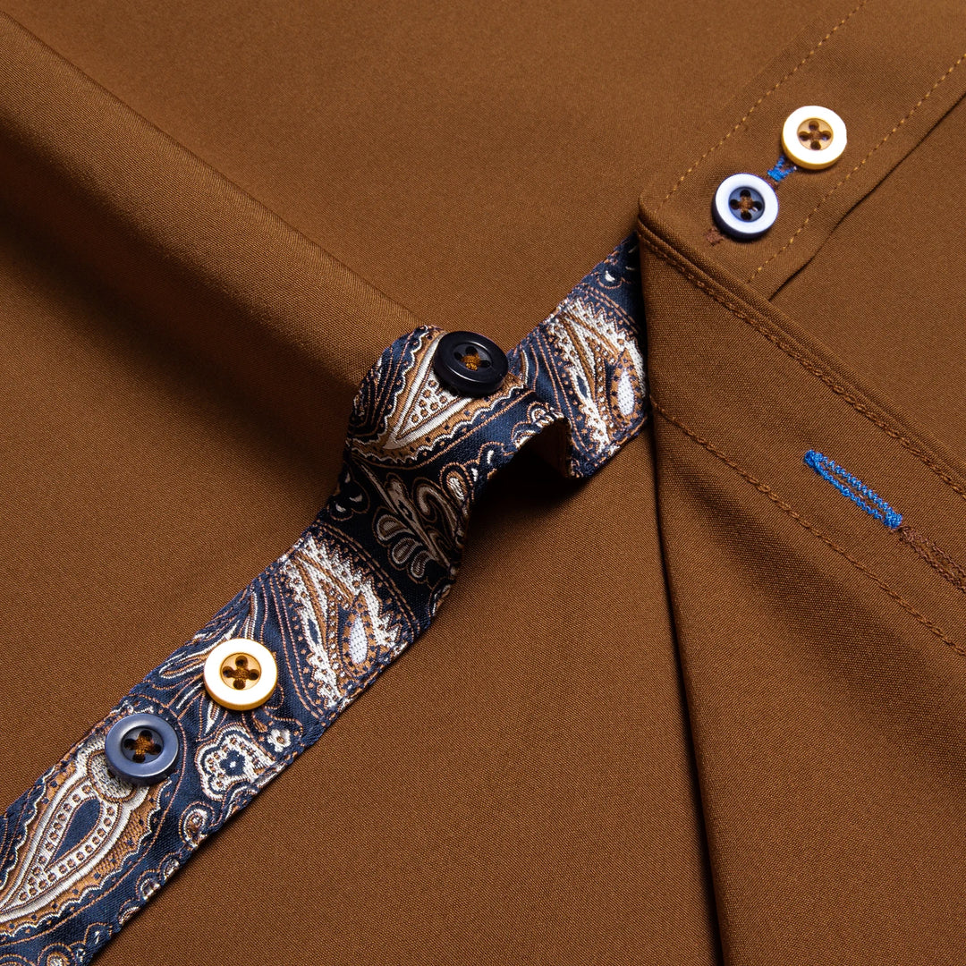 Luxury Designer Men's Brown Dress Shirt