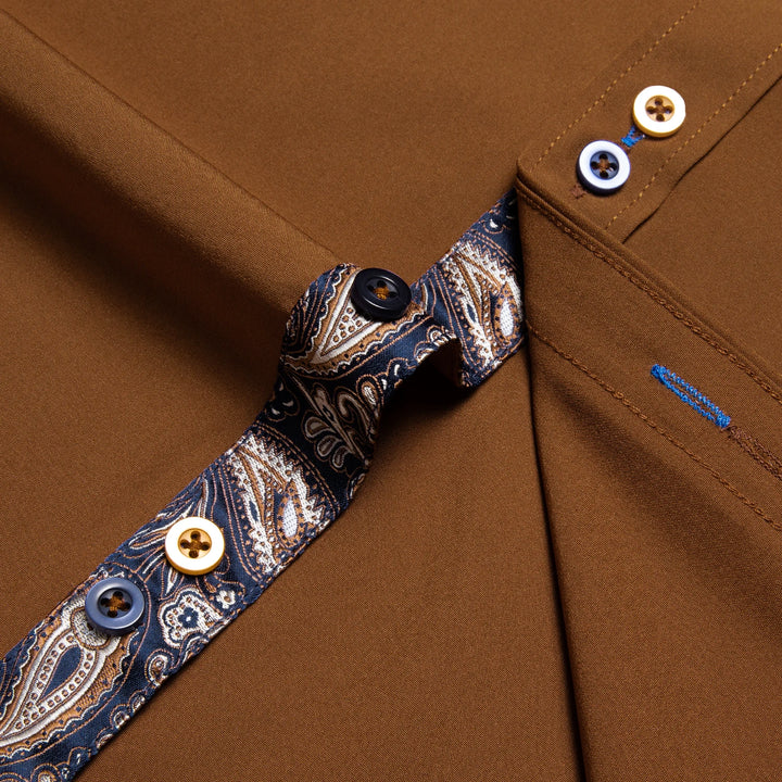Luxury Designer Men's Brown Dress Shirt