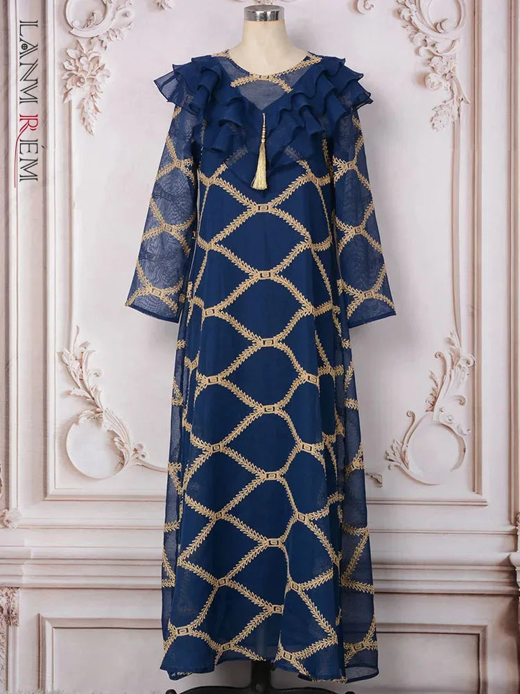 LANMREM Embroidery Ruffles A-line Dress