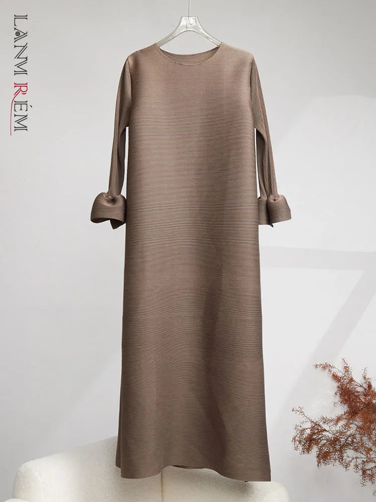 Elegant Solid Color A-line Dress for Women - LANMREM 2023 Autumn Collection