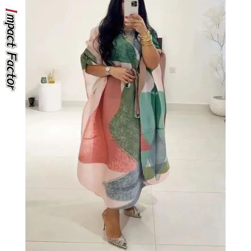 Fashionable Miyake Pleated Shawl Dress