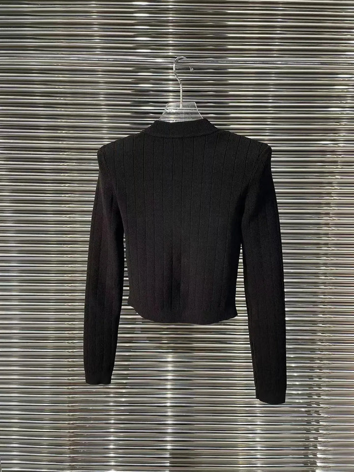 Vintage Button V-Neck Cardigan Sweater - Elegant & Stretchy for Ladies