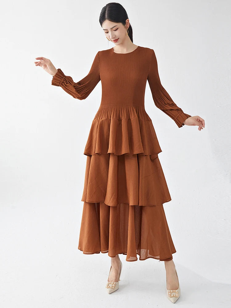 LANMREM Fashion Pleated Cake Dress