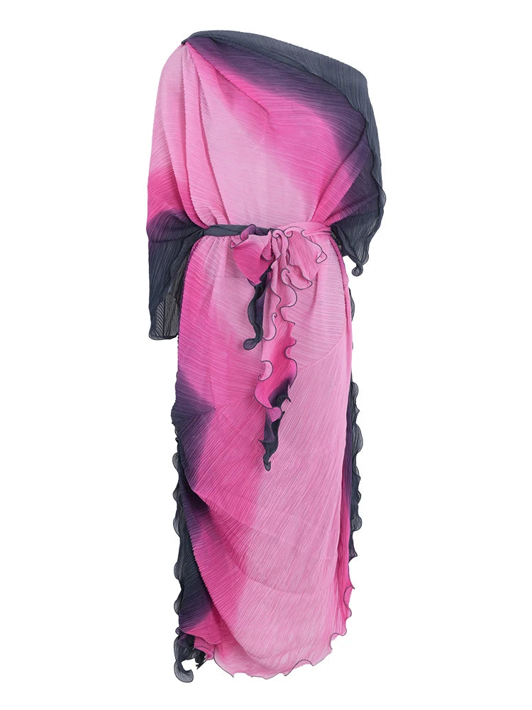 LANMREM 2024 Ruffle Dress | Color Gradient | Irregular | One Size | ASIAN Size