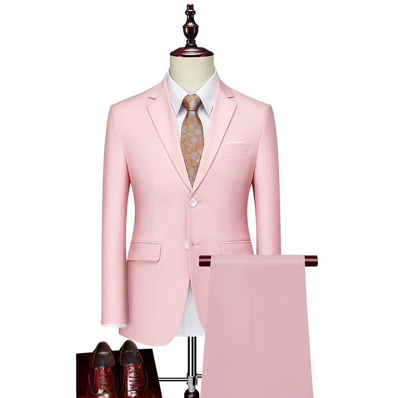 Men's 3-Piece Slim Fit Suit Set for Business, Formal, or Wedding - Jacket, Vest, and Pants