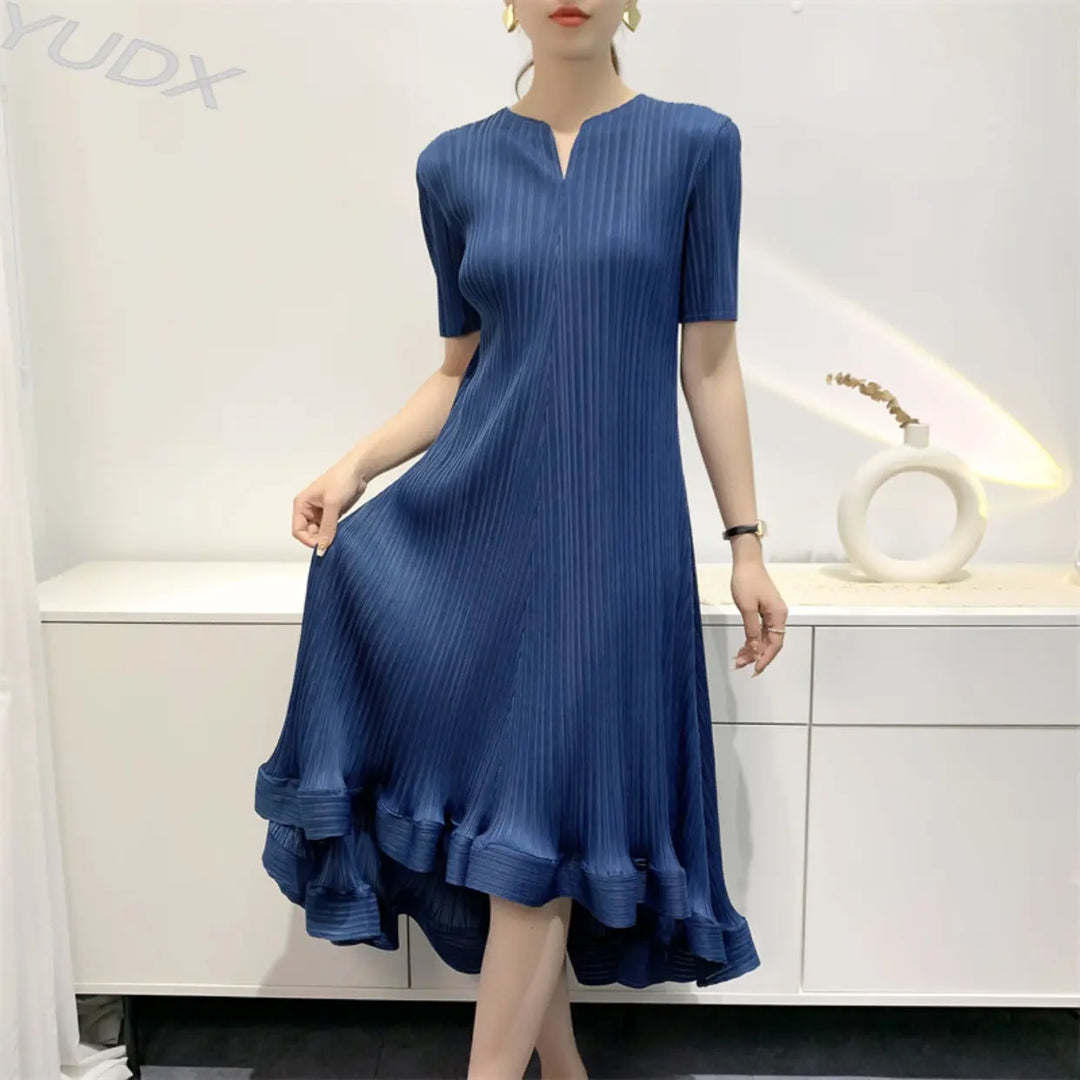 2023 Loose Big Swing Dress for Women | YUDX Miyake Summer | Solid Color Party Prom Dresses