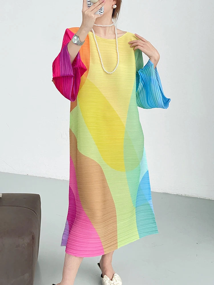 Transform Your Style with Our Elegant DEAT Color Block Dress - Perfect for Any Occasion!