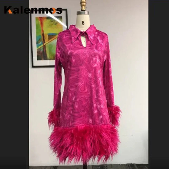 Vintage African Mini Dress with Feather Detail - Perfect for Spring Parties!