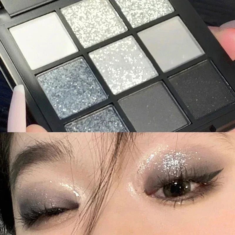 Effortlessly Create Stunning Smoky Eyes - 9 Color Glitter Eyeshadow Palette