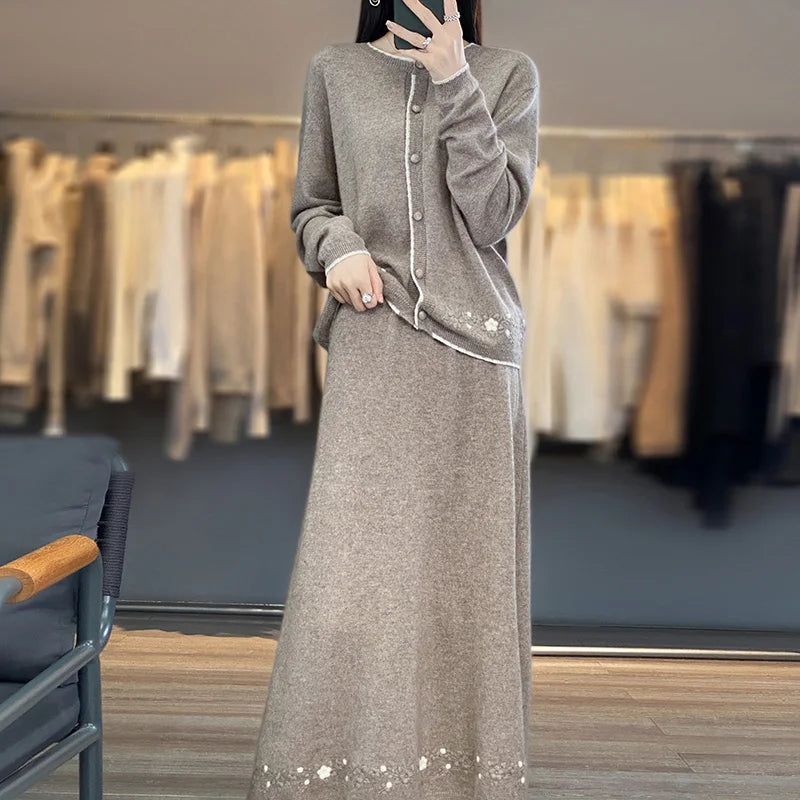 Pure Cashmere Chinese Style Knit Set