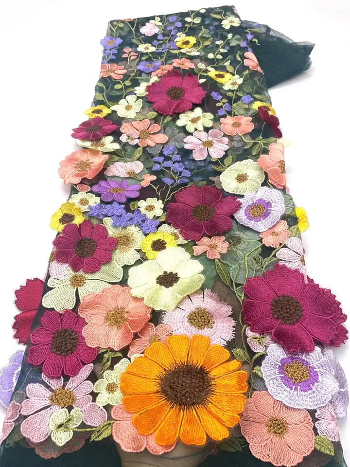 Luxury African 3D Flower Lace Fabric