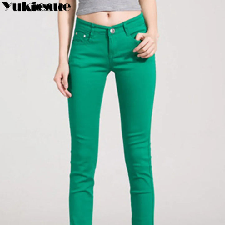 Elegant Office Pants for Women: Candy Color Pencil Trousers