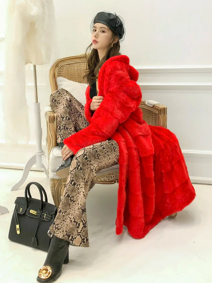 2023 New Fashion Coat Real Mink Whole Fur Women Coat Jacket Long mink fur coat Winter Thick Warm Female Mink Fur Jacket