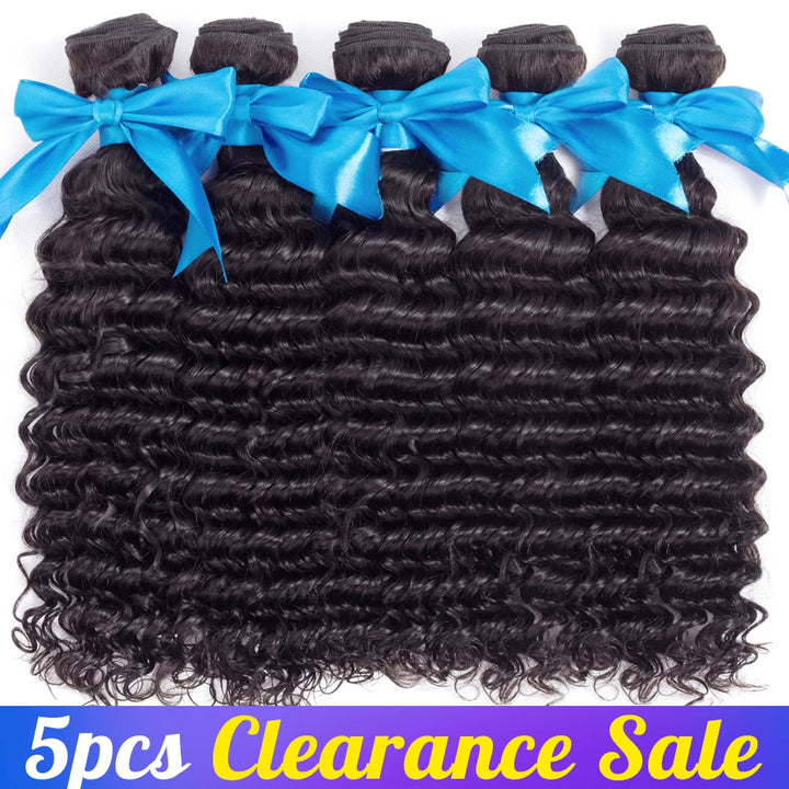 Deep Wave Human Hair Weave 5 Bundles - Remy Hair Deals