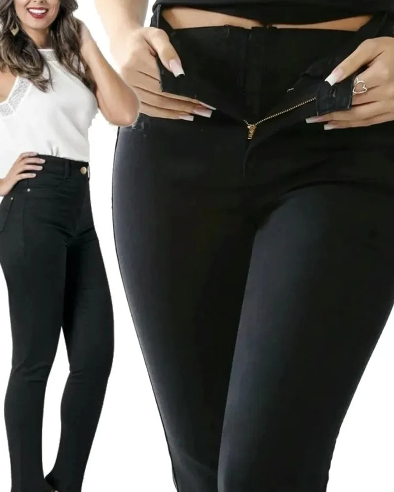 Get the Perfect Fit with Sawary High Waist Jeans - Super Lipo Spandex, Ultimate Waist to Hip Ratio, Zipper Included!