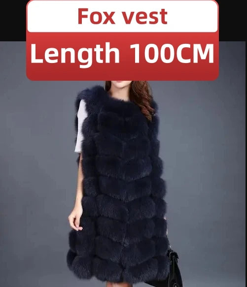 Winter Red Fox Fur Vest Female Real Extended Long  Women Red Fox Fur Waistcoat Natural Fox Fur Waistcoat Long Free Shipping