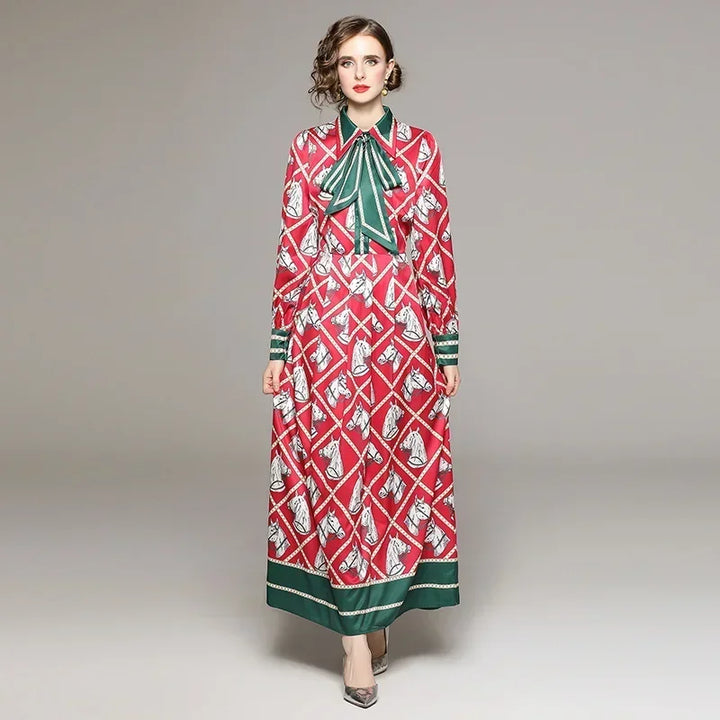 Vintage Floral Print Maxi Dress - Elegant A-line for Women's Party & Vacation