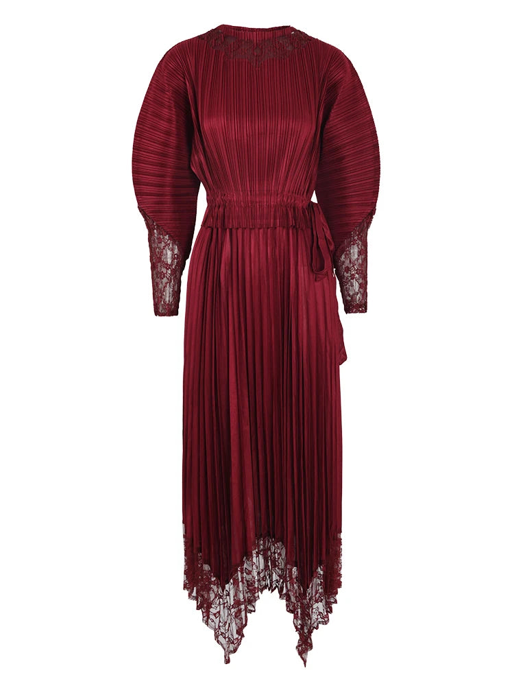 LANMREM Elegant Lace Spliced Dress | Long Sleeves | Spring 2024 | Sizes S-XXL