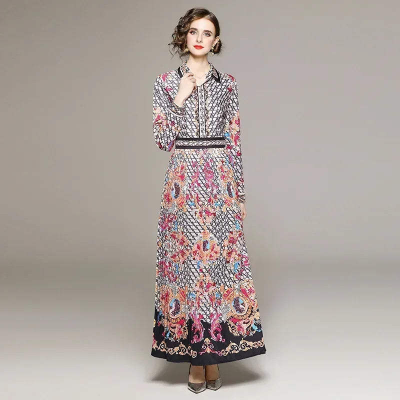 Vintage Floral Print Maxi Dress - Elegant A-line for Women's Party & Vacation