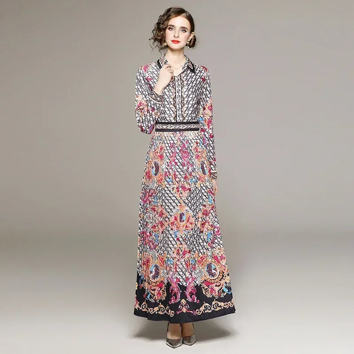 Vintage Floral Print Maxi Dress - Elegant A-line for Women's Party & Vacation