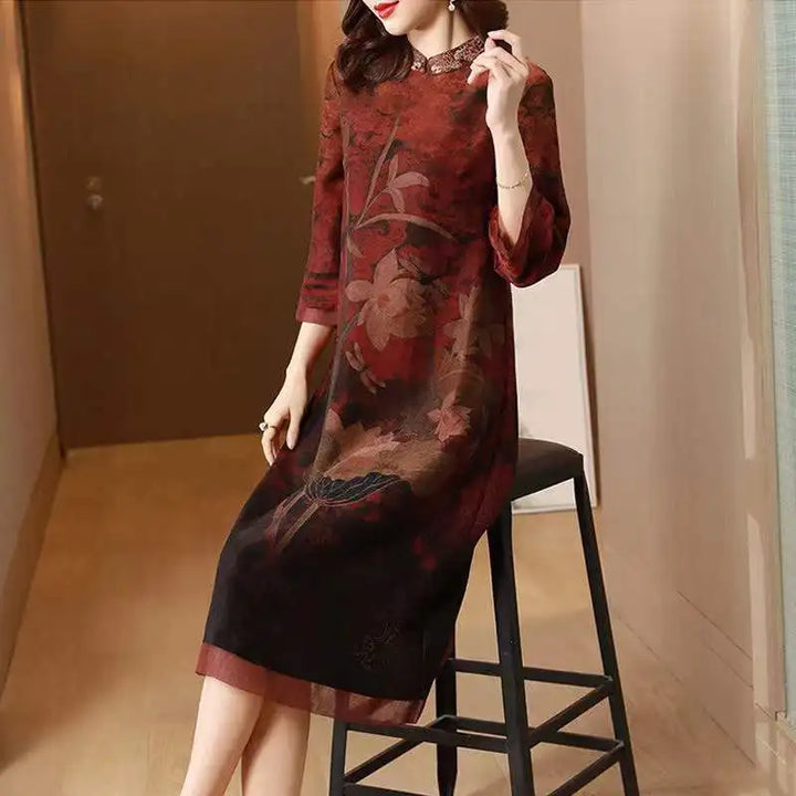 Vintage Floral Midi Dress - Elegant & Casual for Spring/Summer