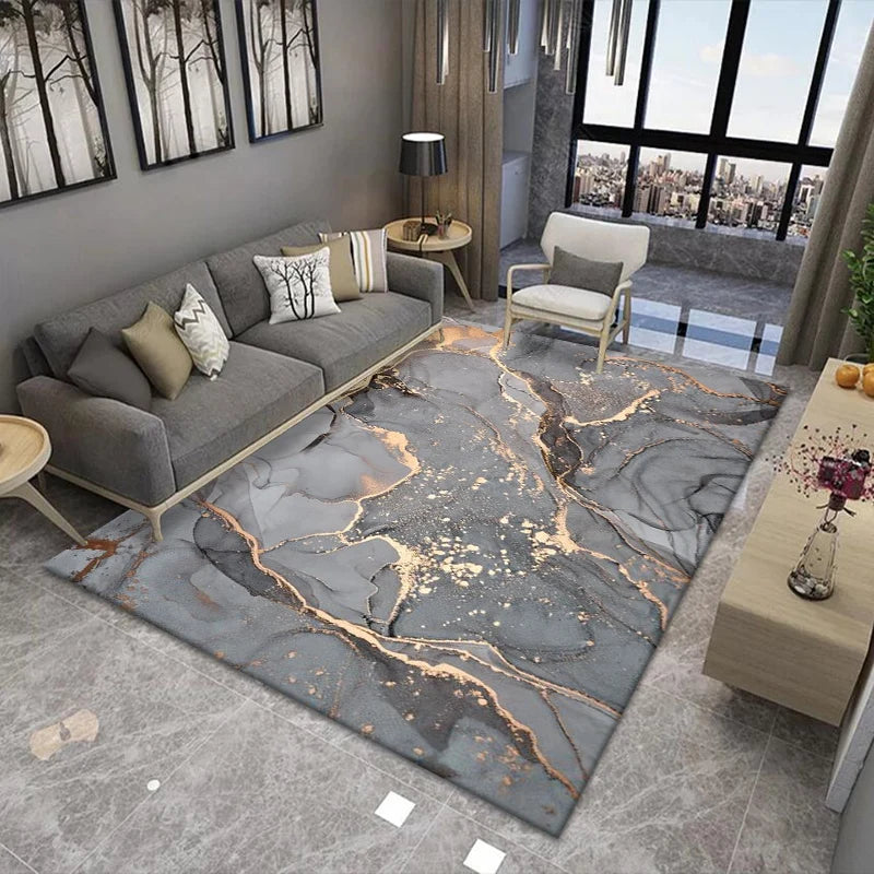 Nordic Marble Living Room Carpet Light Luxury Abstract Balcony Study Area Rugs Bedroom Carpets Cloakroom Non-slip Floor Mats