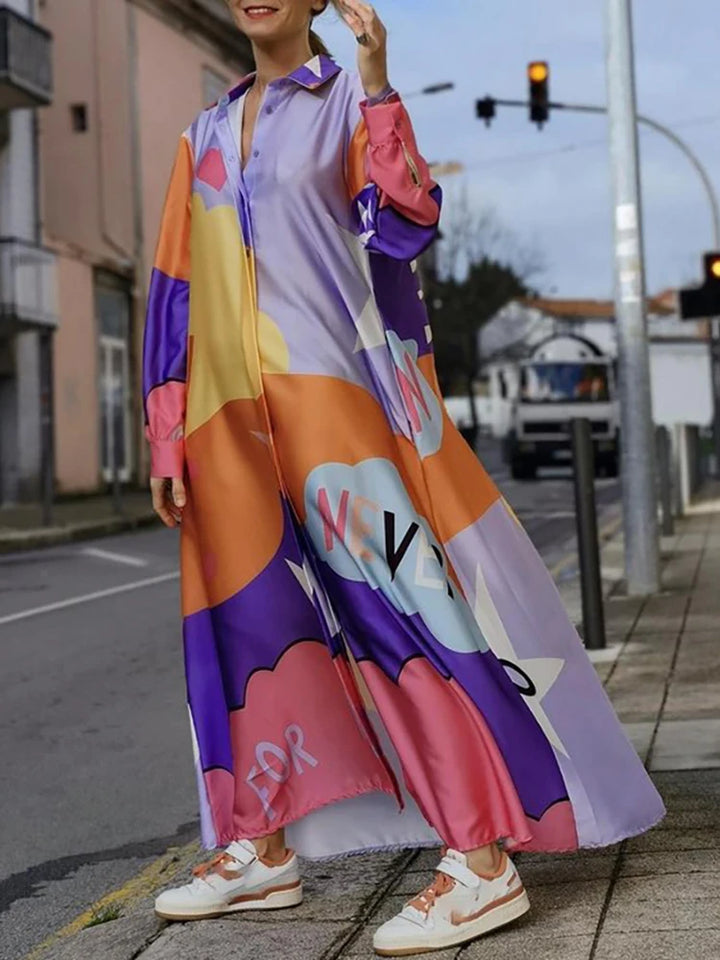 Stylish Women's Patchwork Maxi Dress - Office Lady Essential!