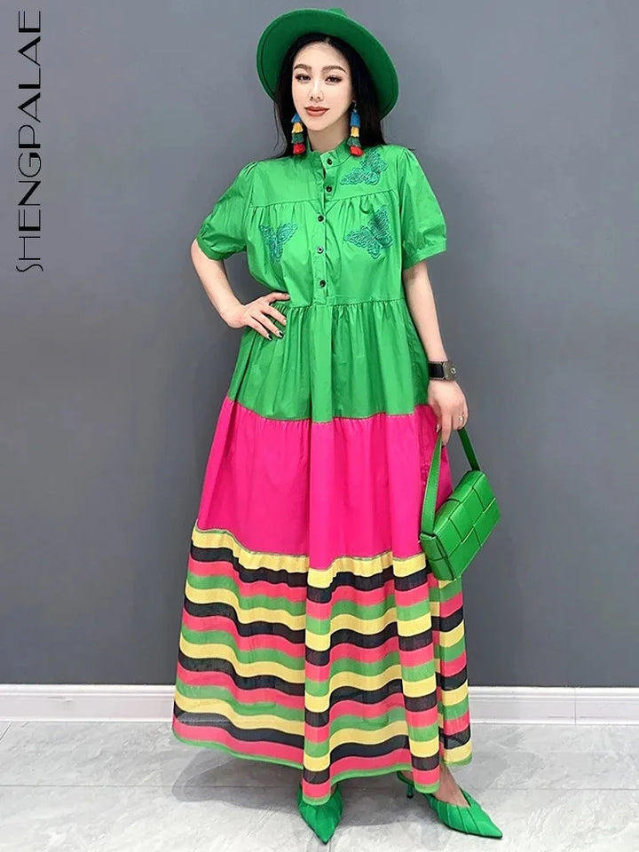 Stunning Summer Dress with Elegant Embroidery - SHENGPALAE