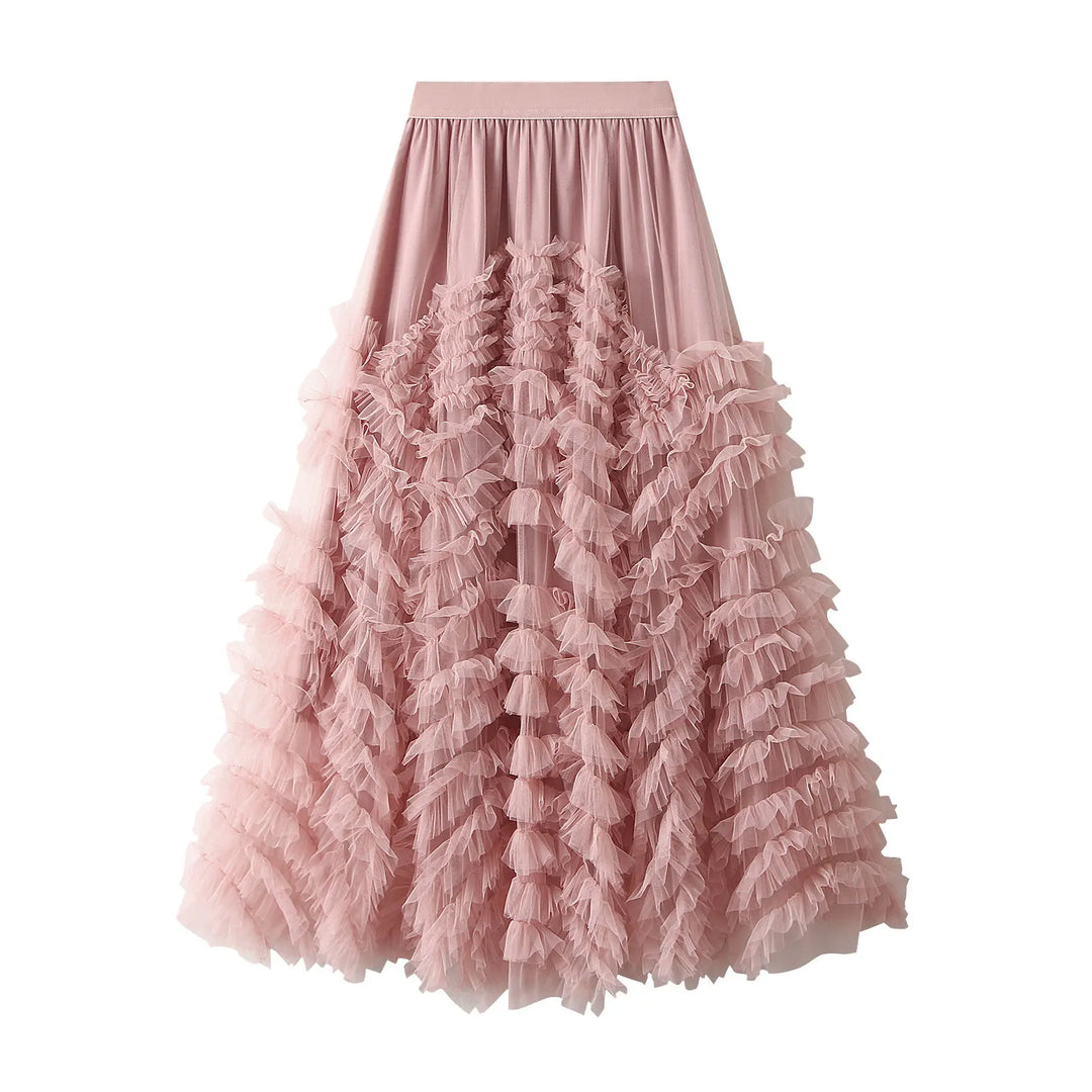 Fairycore Tutu Skirt - High Waist, Pleated, Long, Solid Color