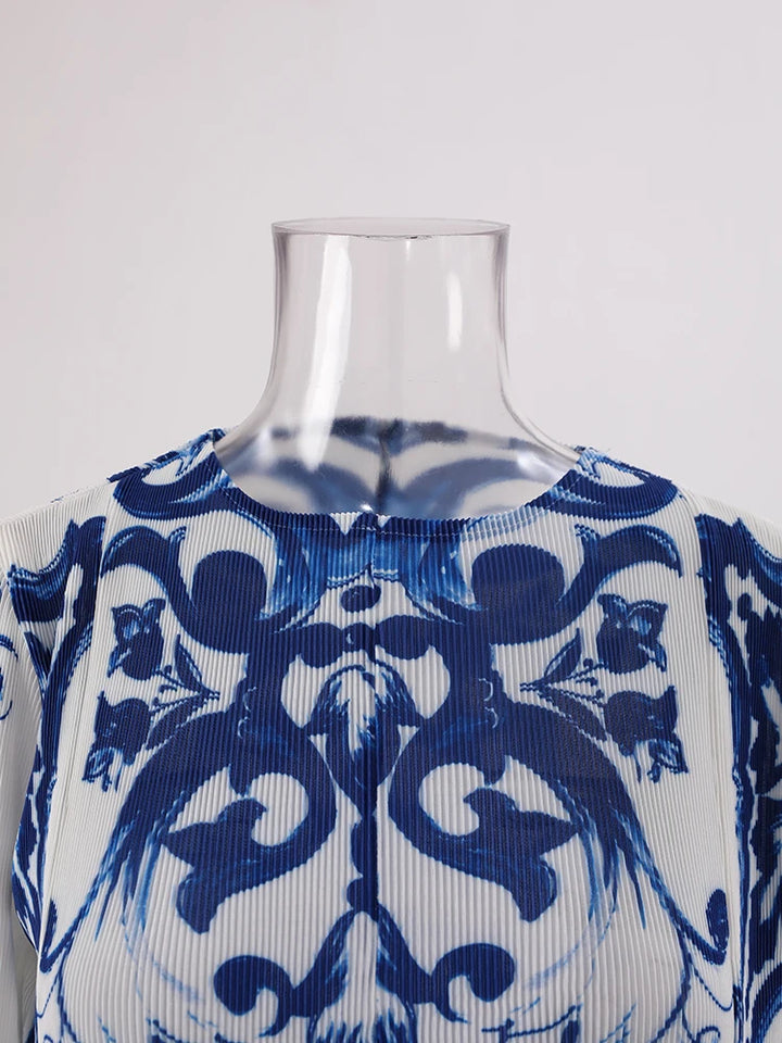 LANMREM Chinese Style Pleated A-line Dress