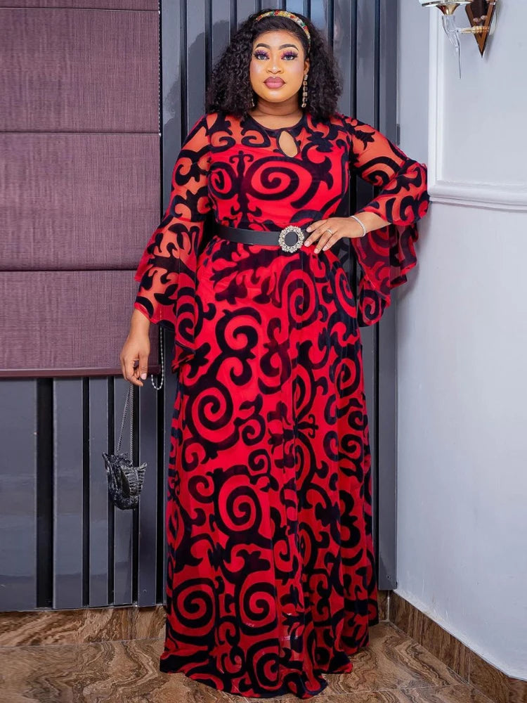 African Dashiki Print Chiffon Dress for Women - Perfect for Weddings, Parties, and More!